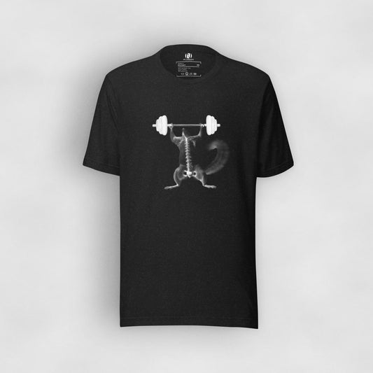 Men's black graphic tee | Squirrel working out