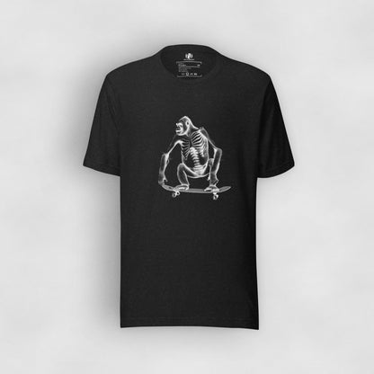 Men's black graphic tee | Gorilla riding a skateboard