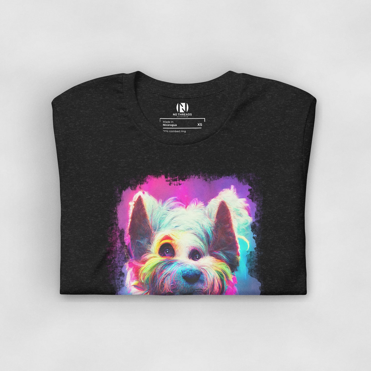 Men's black graphic tee | Westie dancing to a rave